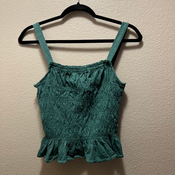 Universal Thread Forest Green Seersucker Mid Cropped Tank Top Size Large - Picture 2 of 8